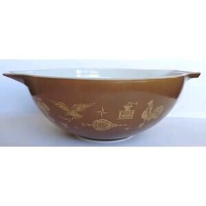 Pyrex Vintage 444 Brown Gold Cinderella 4Qt Mixing Bowl Early American